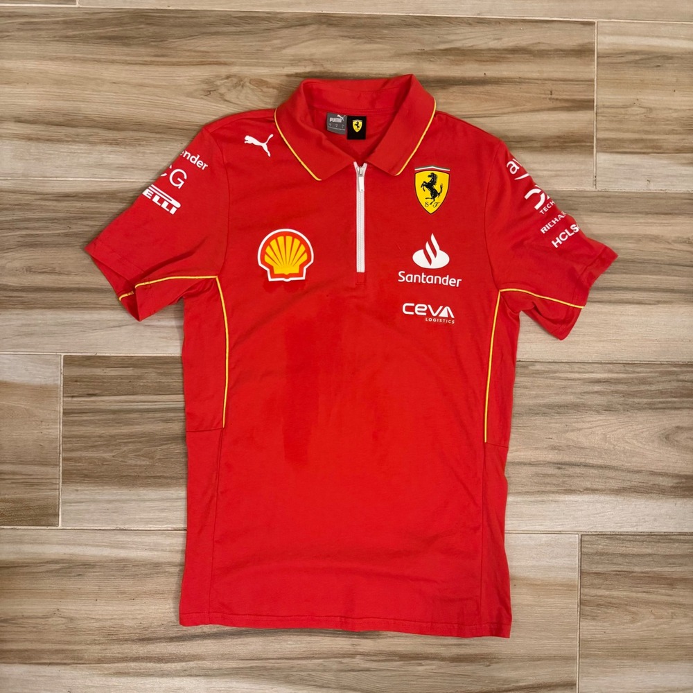 Puma Scuderia Ferrari F1 Team Polo Shirt Red Zip 763602-01 Mens Small